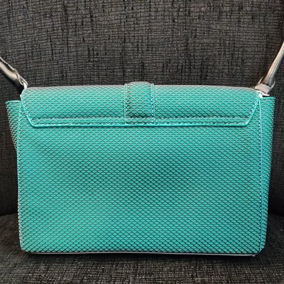 Pedro Dark Teal Green Mesh Pattern Shoulder Bag - Picture 4 of 11
